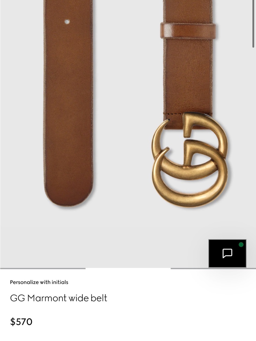 Gucci GG Marmont Wide Brown Leather Belt with Antiqued Gold Double G Buckle